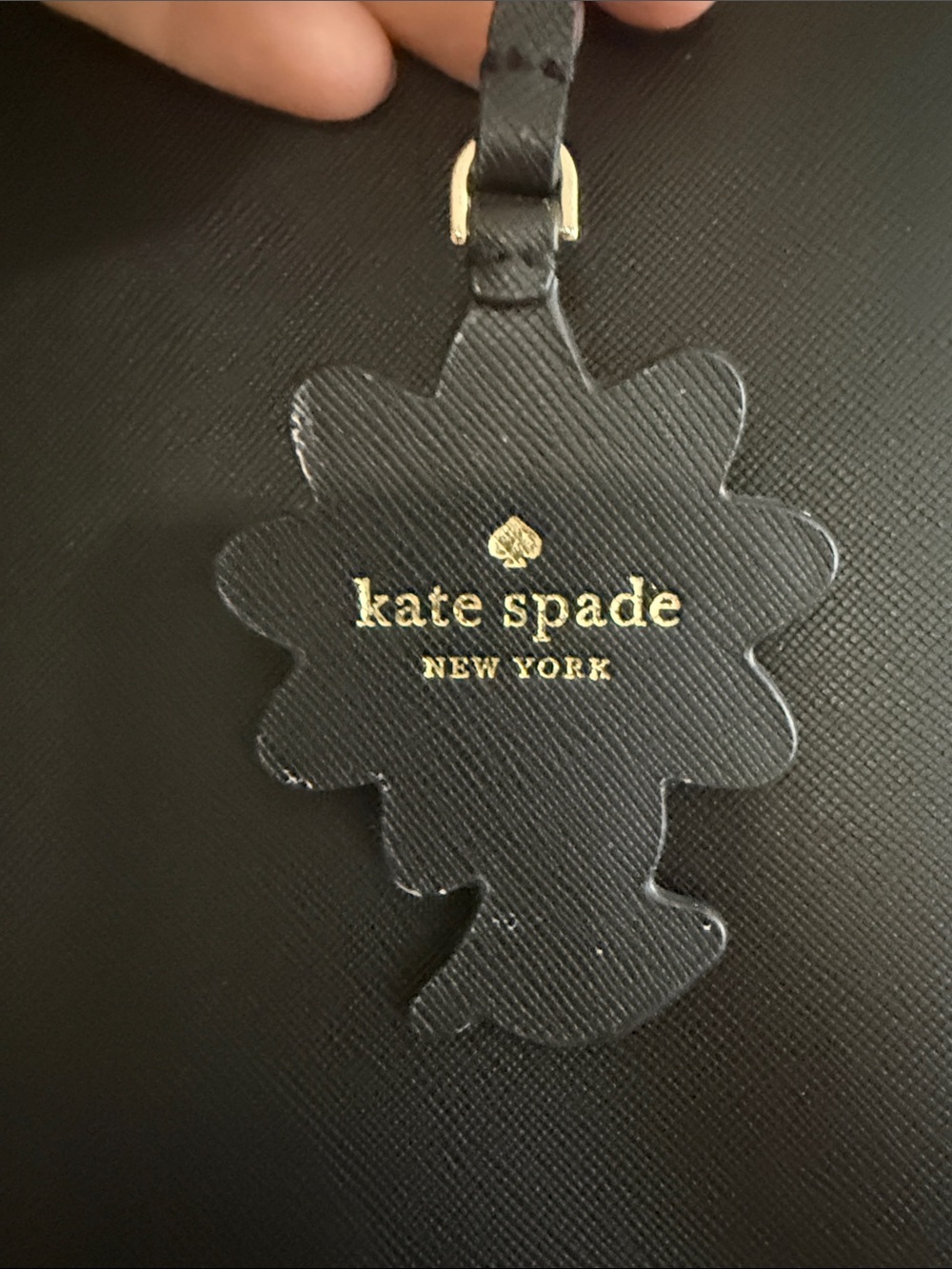 kate spade Black Leather Tote with White Daisy Charm - Picture 7 of 16
